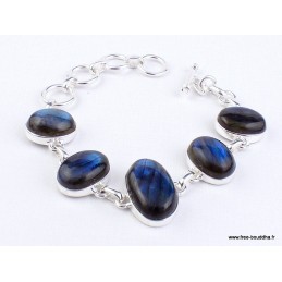 Bracelet argent Labradorite bleue cabochon Bijoux en Labradorite WL55