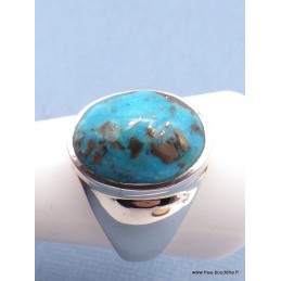 Chevalière ovale pour Homme en Turquoise avec pyrite taille 68 Bagues pierres naturelles PAC44.8