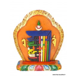 Sculpture bouddhiste sur bois KALACHAKRA Décoration tibétaine SCULP1