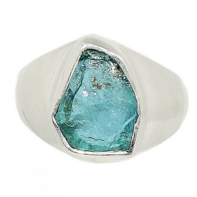 bague apatite bleue brute