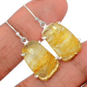 boucles oreilles quartz rutile dore