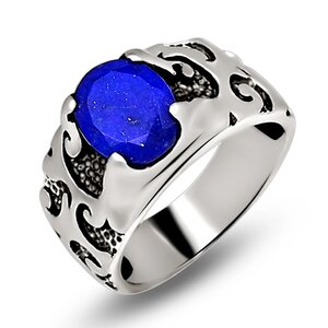 bague lapis lazuli facetté